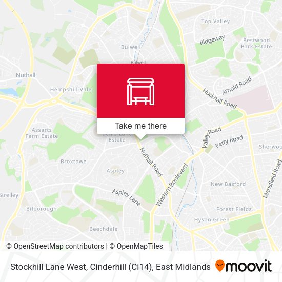 Stockhill Lane West, Cinderhill (Ci14) map