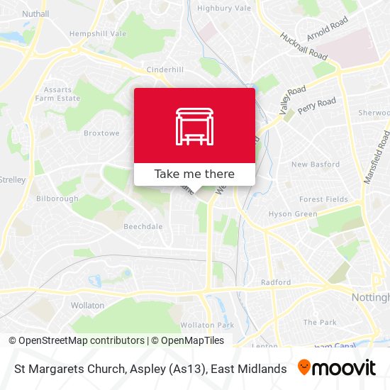 St Margarets Church, Aspley (As13) map