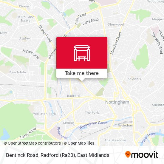 Bentinck Road, Radford (Ra20) map
