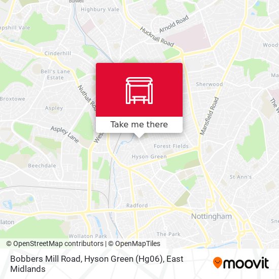 Bobbers Mill Road, Hyson Green (Hg06) map