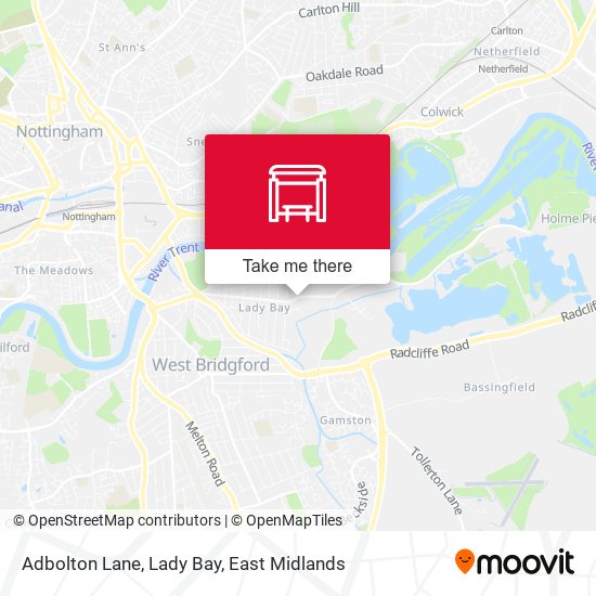 Adbolton Lane, Lady Bay map