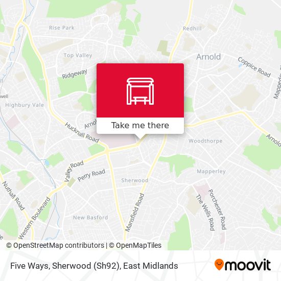 Five Ways, Sherwood (Sh92) map