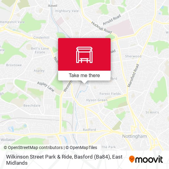 Wilkinson Street Park & Ride, Basford (Ba84) map