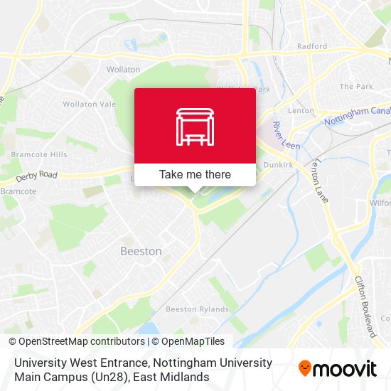 University West Entrance, Nottingham University Main Campus (Un28) map