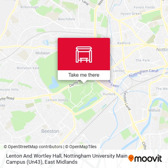 Lenton And Wortley Hall, Nottingham University Main Campus (Un43) map