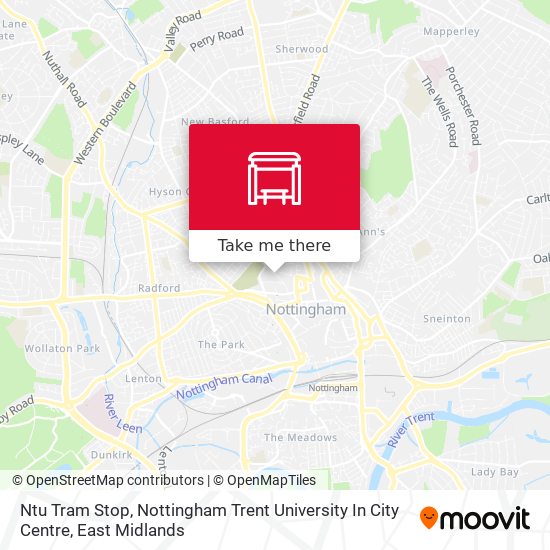 Ntu Tram Stop, Nottingham Trent University In City Centre map