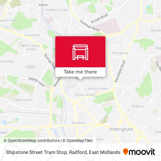 Shipstone Street Tram Stop, Radford map