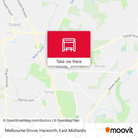 Melbourne Grove, Harworth map