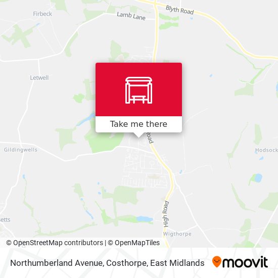 Northumberland Avenue, Costhorpe map