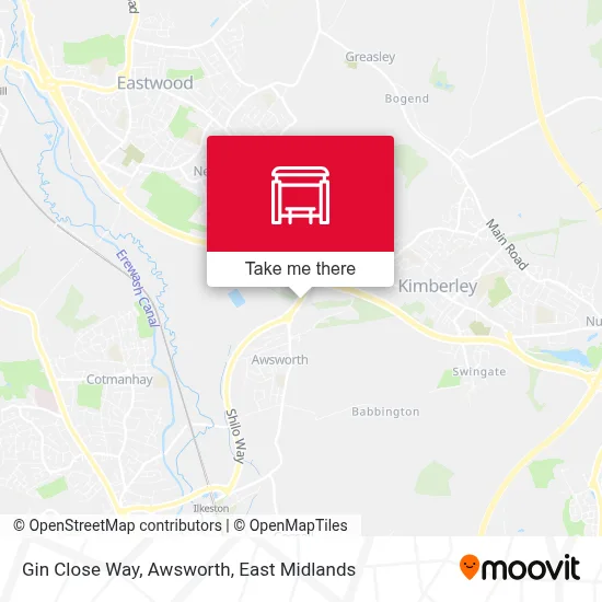 Gin Close Way, Awsworth map