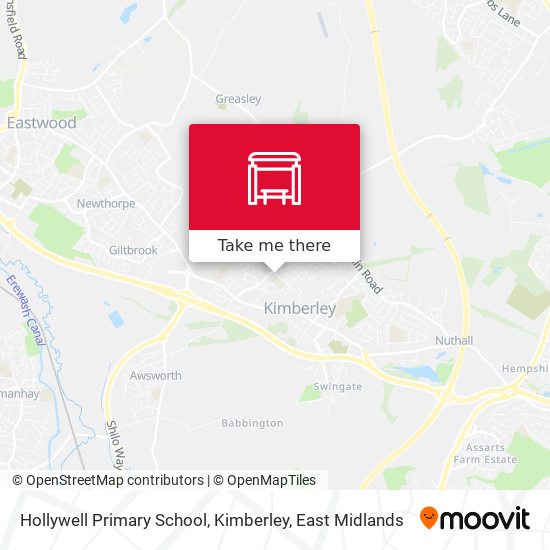 Hollywell Primary School, Kimberley map