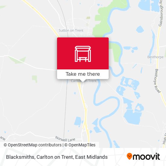 Blacksmiths, Carlton on Trent map
