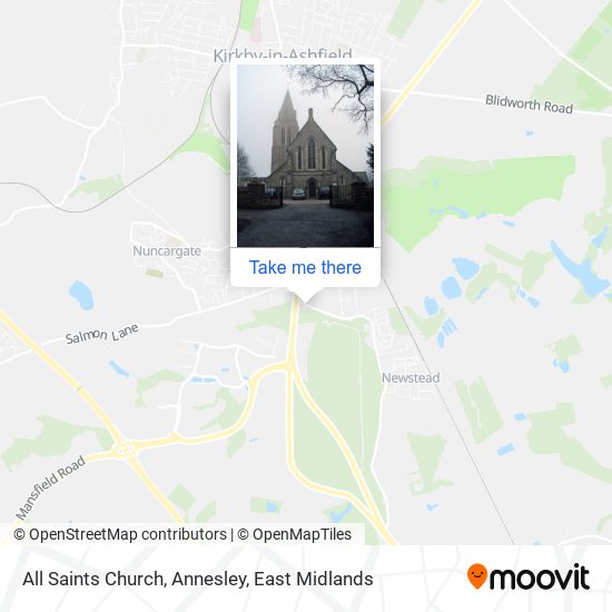 All Saints Church, Annesley map