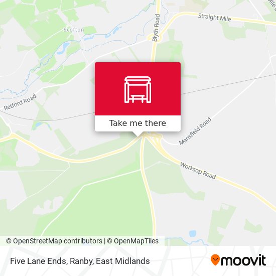 Five Lane Ends, Ranby map