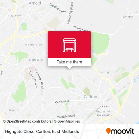 Highgate Close, Carlton map