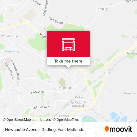 Newcastle Avenue, Gedling map