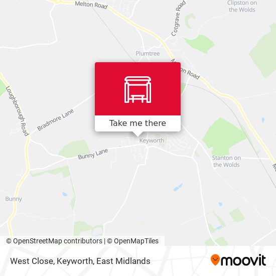 West Close, Keyworth map