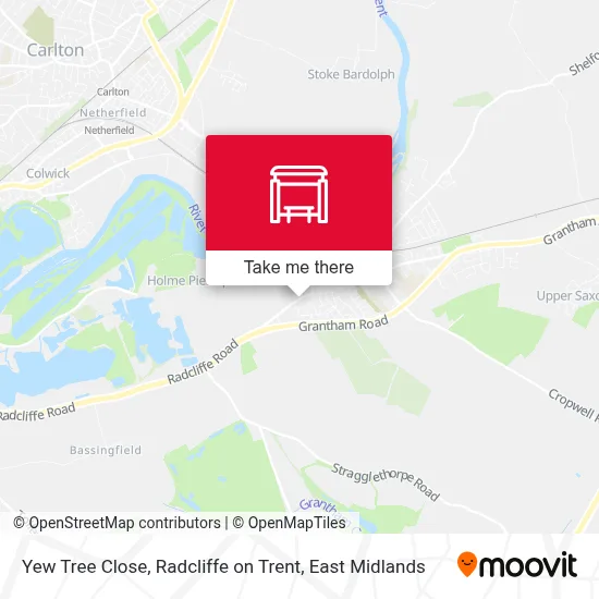 Yew Tree Close, Radcliffe on Trent map