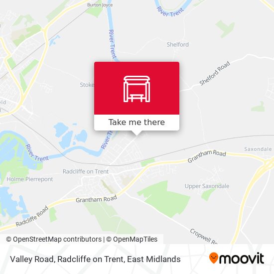 Valley Road, Radcliffe on Trent map