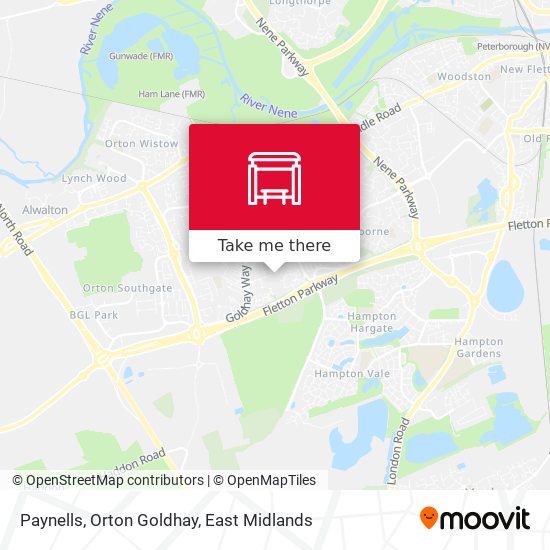 Paynells, Orton Goldhay map