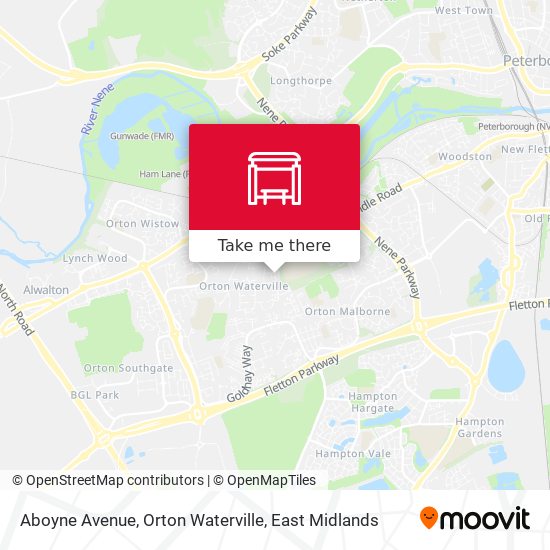 Aboyne Avenue, Orton Waterville map
