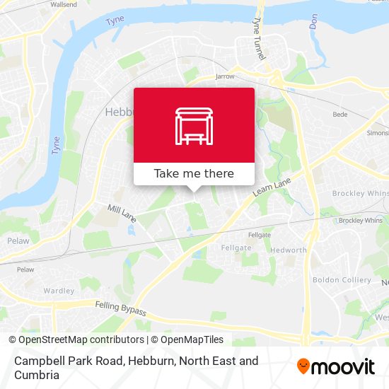 Campbell Park Road, Hebburn map