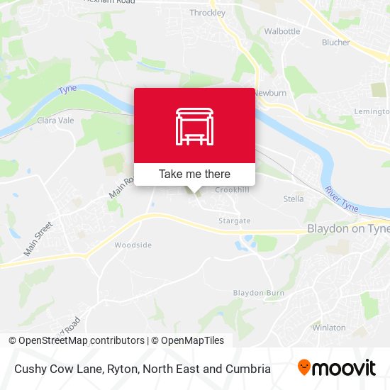 Cushy Cow Lane, Ryton map