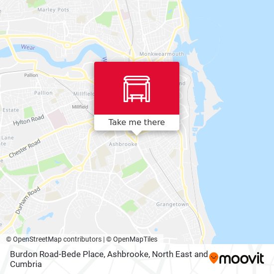 Burdon Road-Bede Place, Ashbrooke map