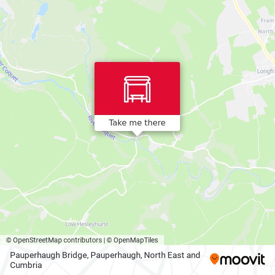 Pauperhaugh Bridge, Pauperhaugh map