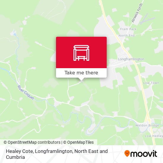 Healey Cote, Longframlington map