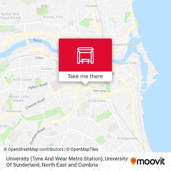 University (Tyne And Wear Metro Station), University Of Sunderland map