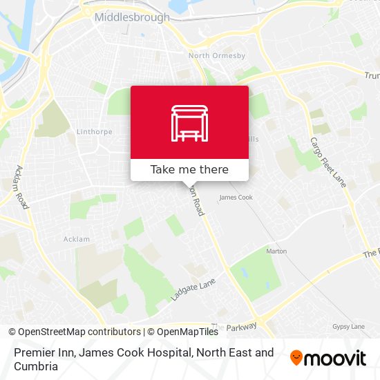 Premier Inn, James Cook Hospital map