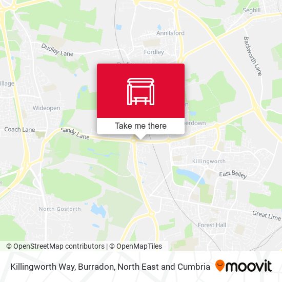 Killingworth Way, Burradon map