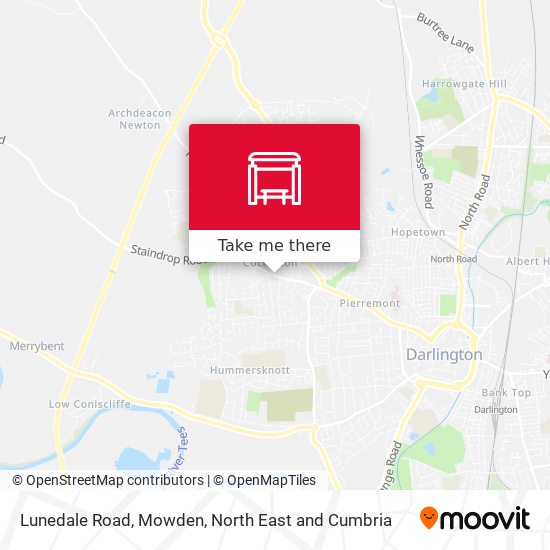 Lunedale Road, Mowden map