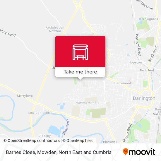 Barnes Close, Mowden map
