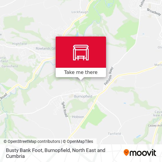 Busty Bank Foot, Burnopfield map