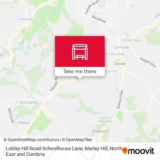 Lobley Hill Road-Schoolhouse Lane, Marley Hill map