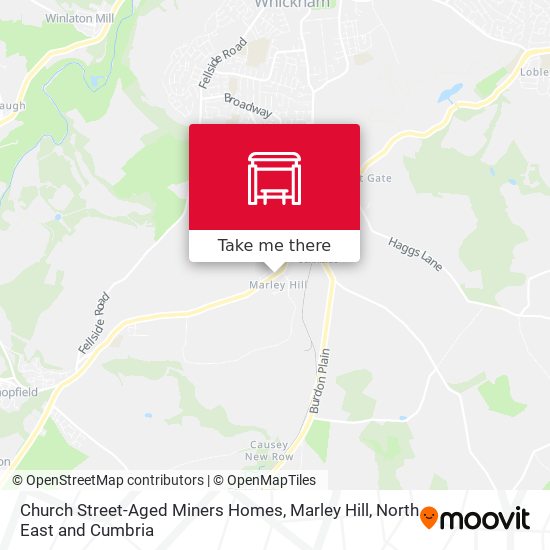 Church Street-Aged Miners Homes, Marley Hill map