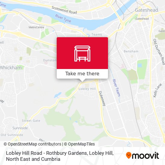 Lobley Hill Road - Rothbury Gardens, Lobley Hill map