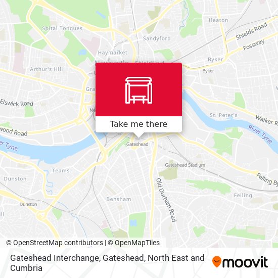 Gateshead Interchange, Gateshead map