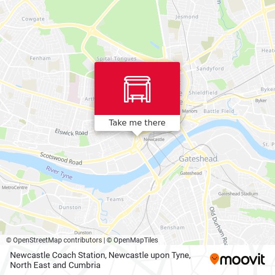 Newcastle Coach Station, Newcastle upon Tyne map