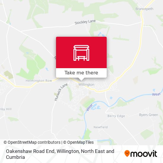 Oakenshaw Road End, Willington map