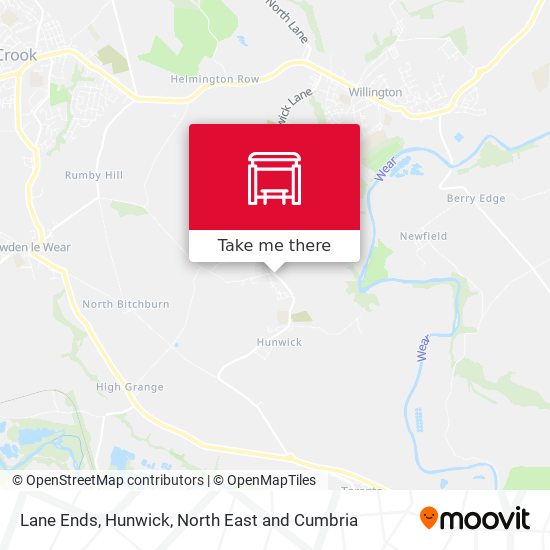 Lane Ends, Hunwick map