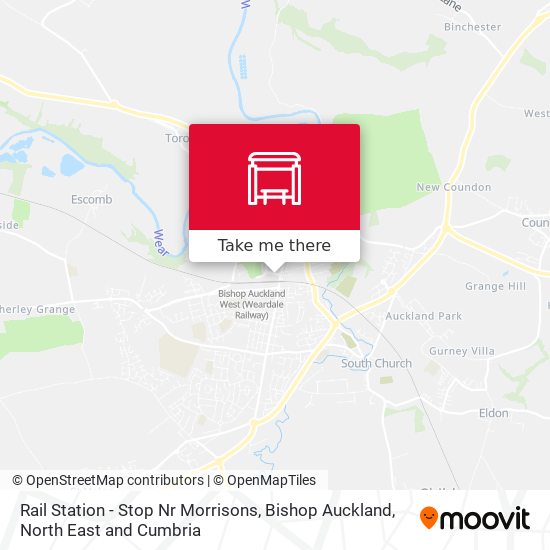 Rail Station - Stop Nr Morrisons, Bishop Auckland map