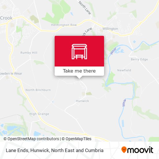 Lane Ends, Hunwick map