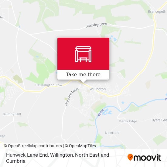 Hunwick Lane End, Willington map