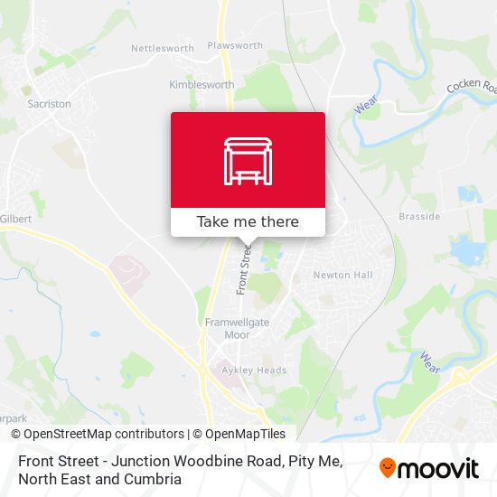 Front Street - Junction Woodbine Road, Pity Me map
