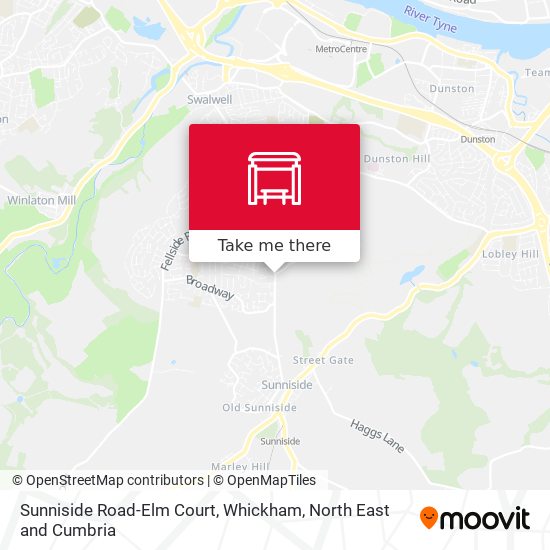 Sunniside Road-Elm Court, Whickham map