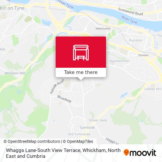 Whaggs Lane-South View Terrace, Whickham map