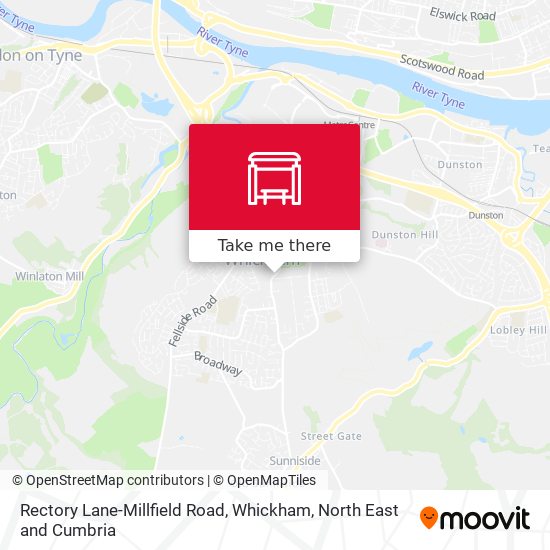 Rectory Lane-Millfield Road, Whickham map